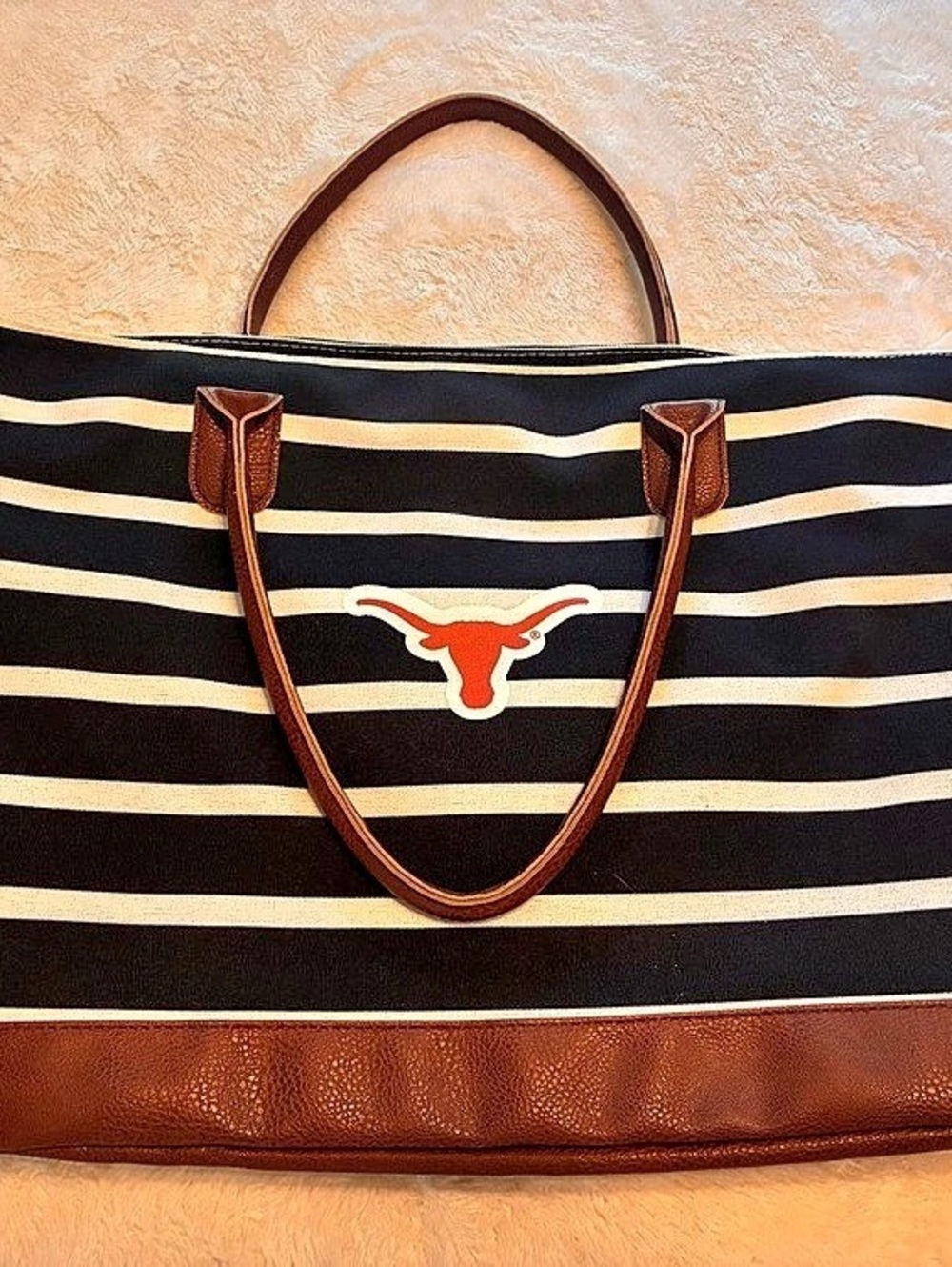 Foco Texas Longhorn tote Striped Tote in Black & Brown Like New